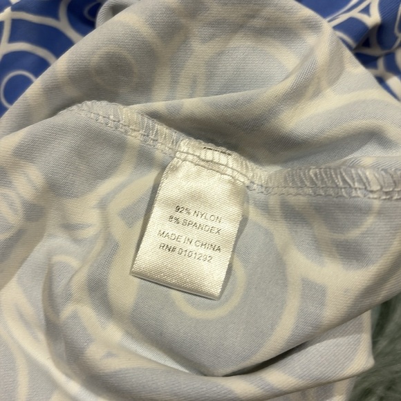 Lulu-B Blue Geometric Circle Ruffle Off Shoulder Dress - Picture 9 of 9